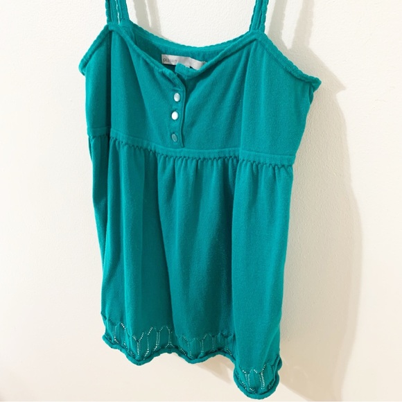 Old Navy Knit Sweater Top Scallop Thin Strap Button Front Decorative Knit at Hem - Picture 5 of 13